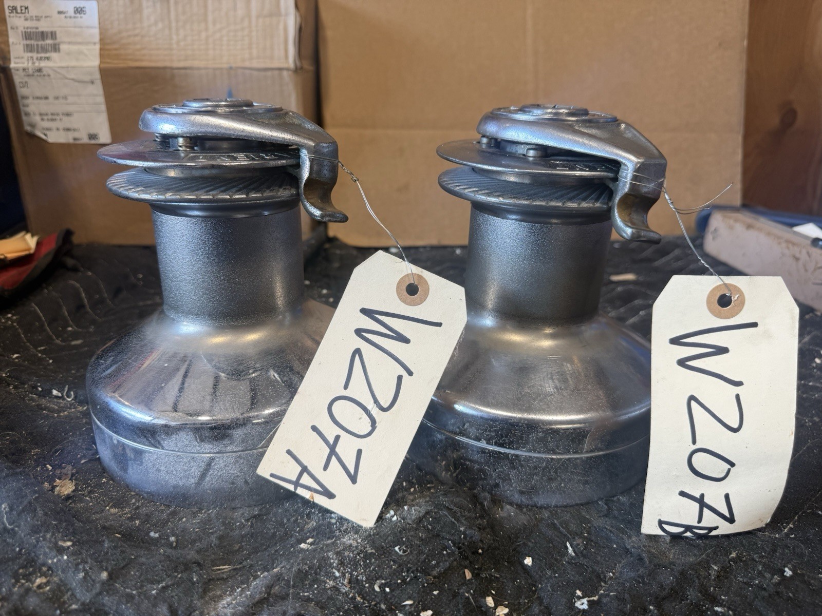 Pair Barient 24 Chrome Bronze Self-Tailing Two-Speed Sailing Winches W207 A/B