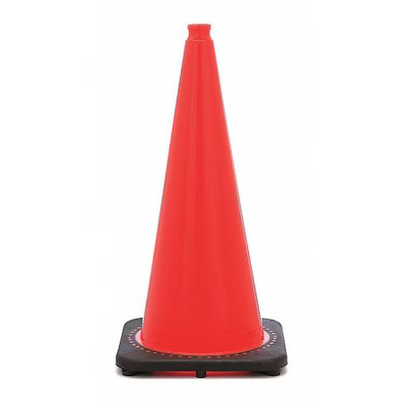 Zoro Select Rs70032c Traffic Cone, Pvc, Non-Reflective, 28 In Height, 7 Lb,,
