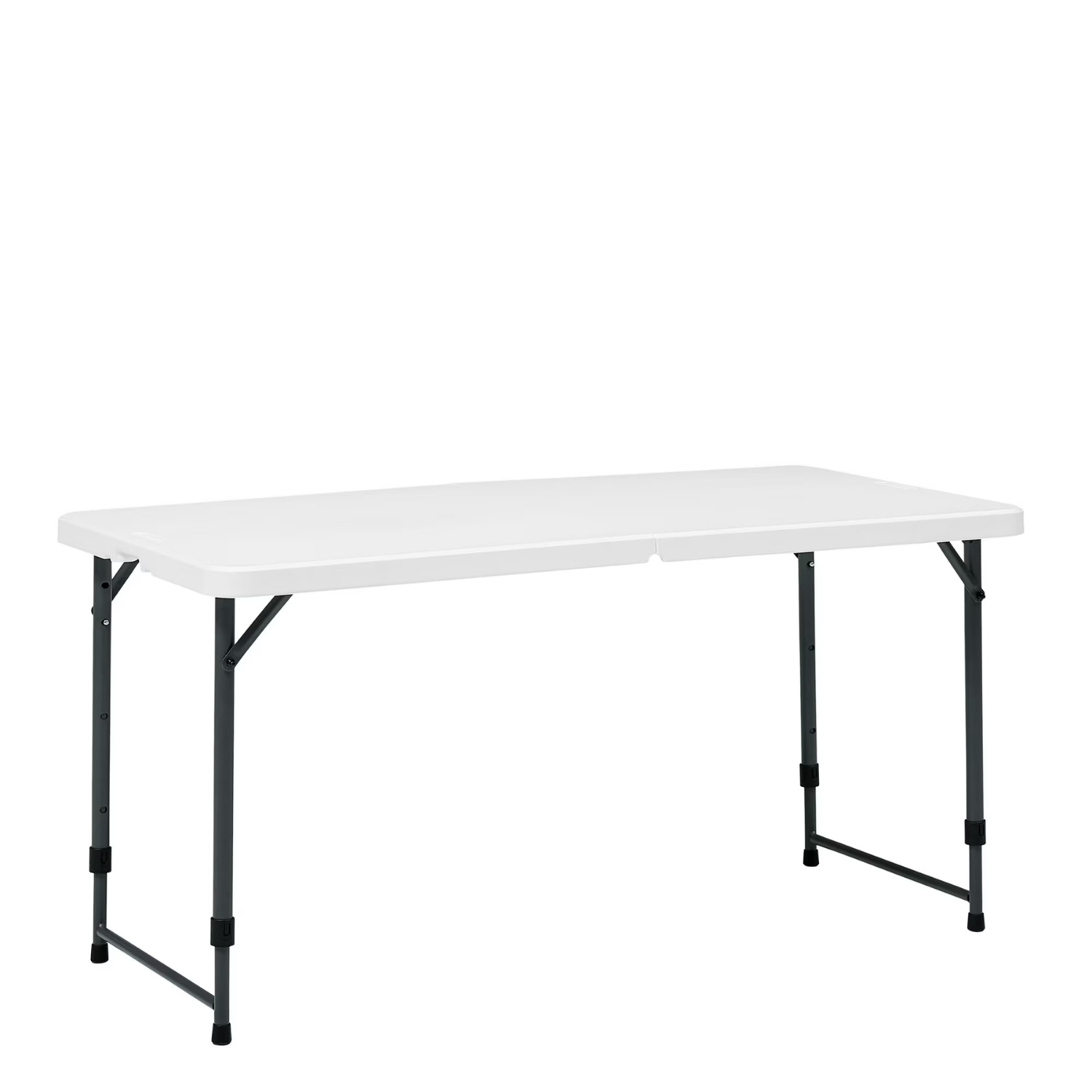 Mainstays 4FT Folding Table Adjustable Height Indoor Outdoor Carry Handle White