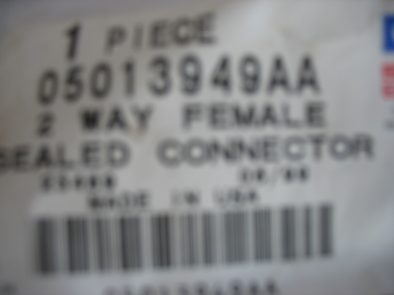 NOS GENUINE  Mopar 2-Way FEMALE  SEALED  Connector Wiring Pigtail 05013949AA