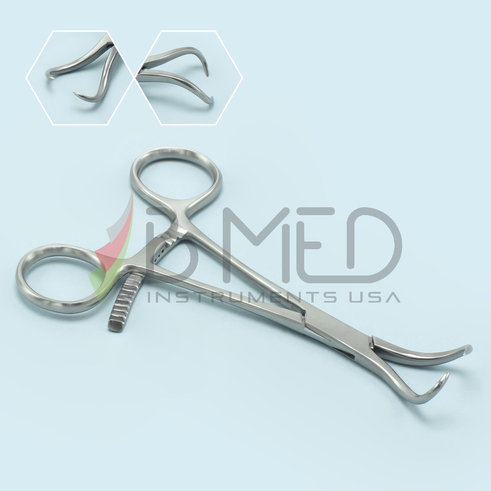 Bone Reduction Forceps 5.5" Long Ratchet Curved Pointy Jaw Stainless Steel