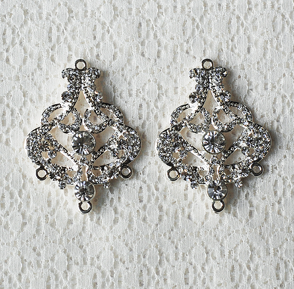 6 pcs Crystal Rhinestone Chandelier Earring Finding Bridal Earwire Silver EF035