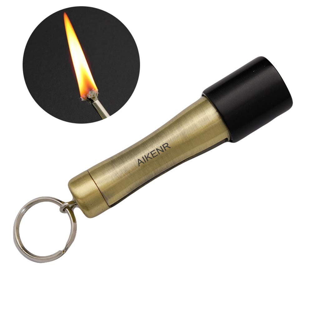 Matchstick Fire Starter, Permanent Flint Match Kerosene Refillable Keychain L...