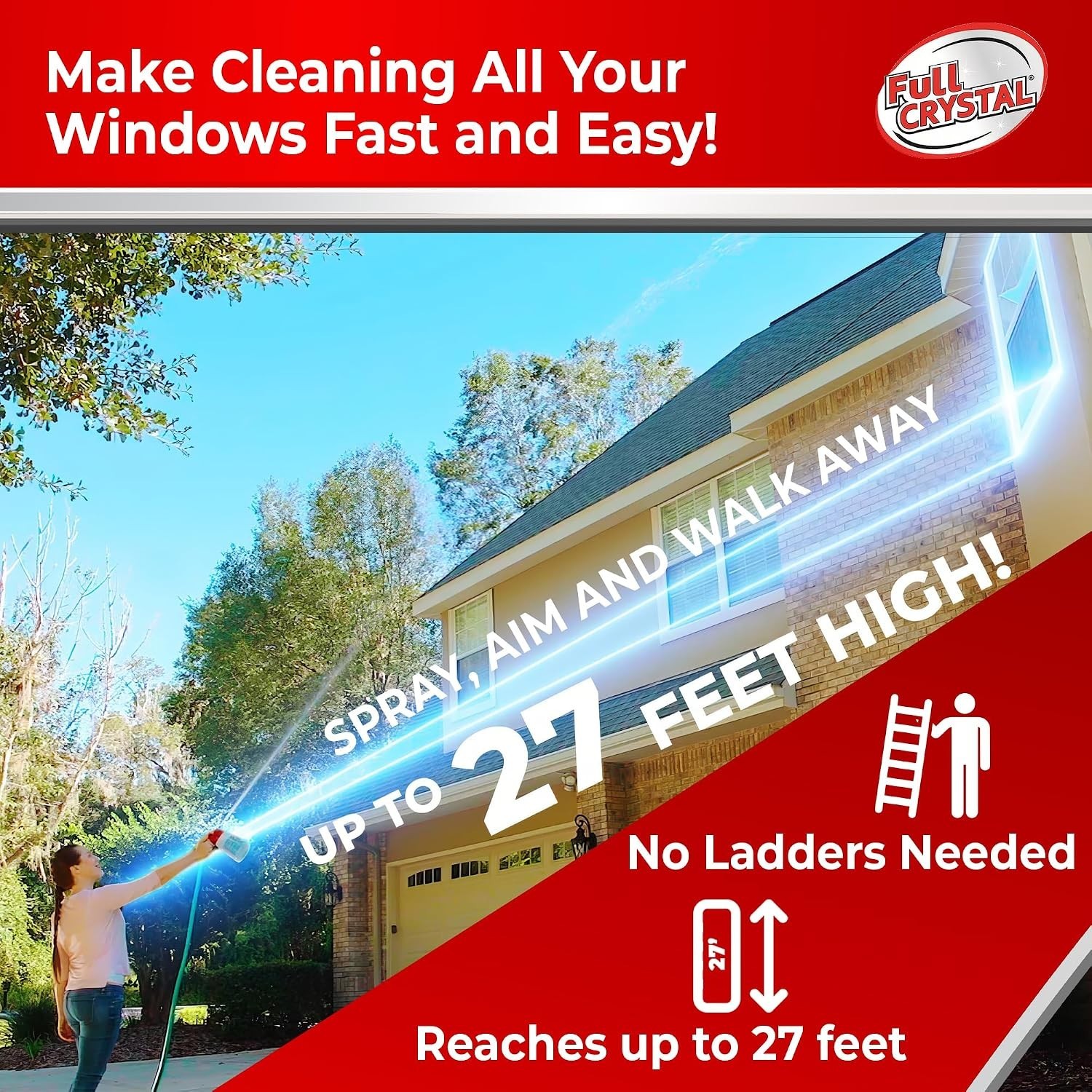 Outdoor Glass Cleaner - 27 ft , 80 Windows
