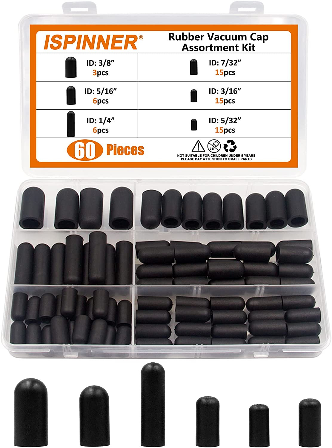 60Pcs Rubber Vacuum Caps Assortment Kit Hose End Caps for Carburetor Manifold