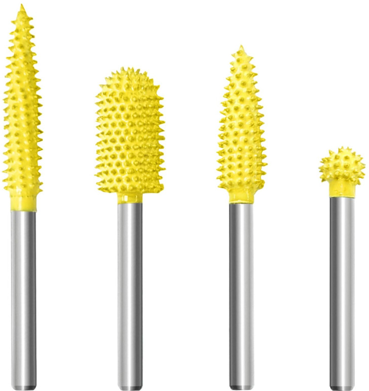 Juego de 4 Fresas Rotativas de Carburo 1/8" para Madera, Plástico y Espuma