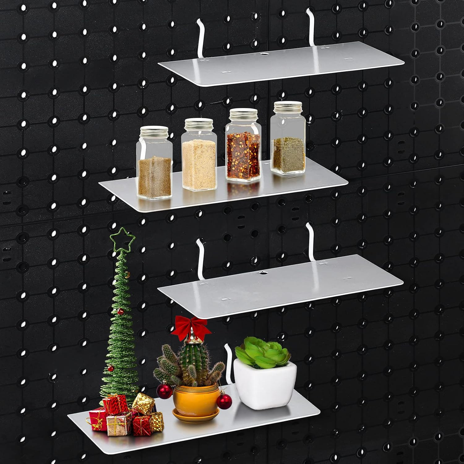 4 Pack Pegboard Shelves Wall Organizer Peg Board Shelf Brackets Steel