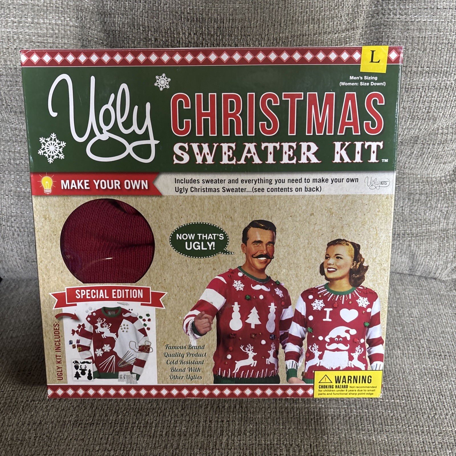 Ugly Christmas Sweater Kit Size Large Solid Red