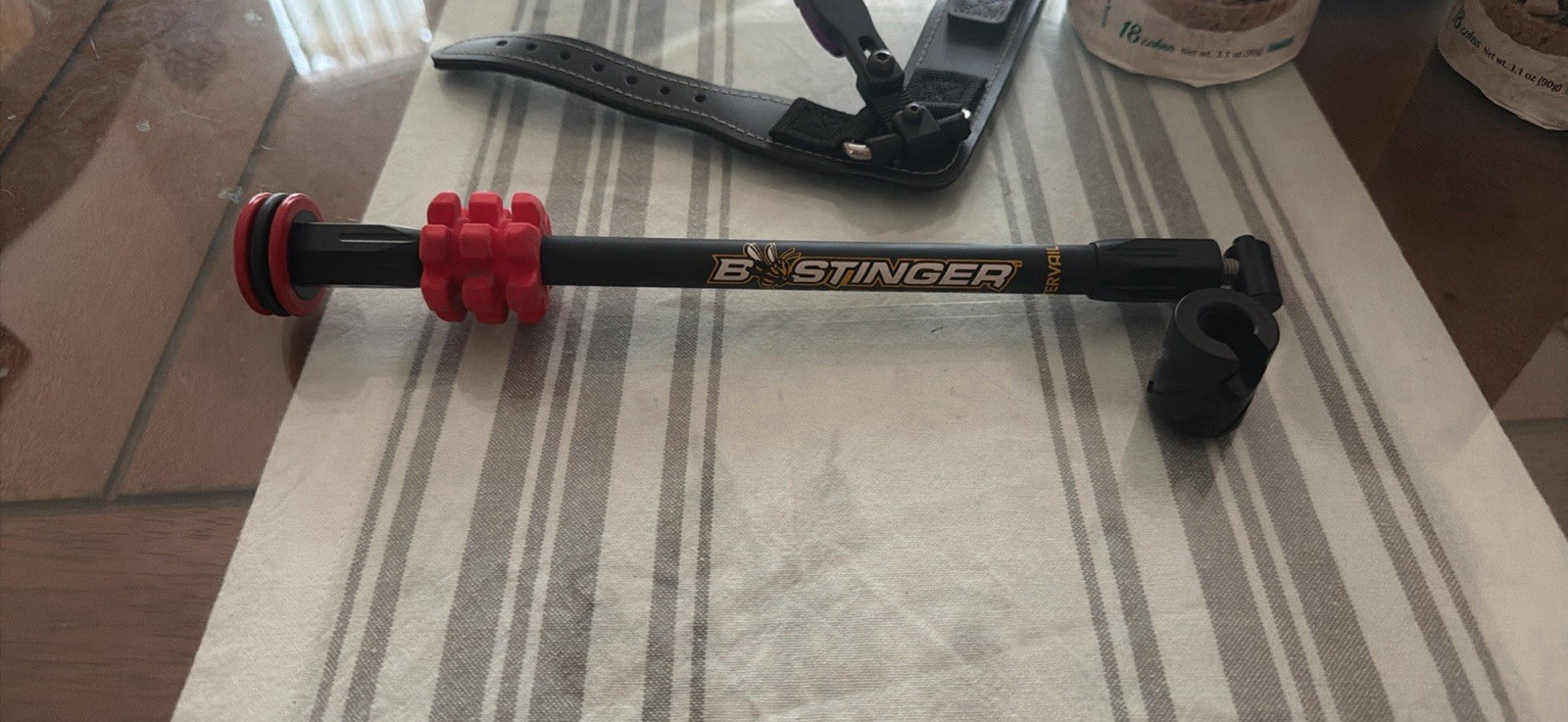 B-Stinger Long Rod Compound Bow Stabilizer Black/Red with Red Damper