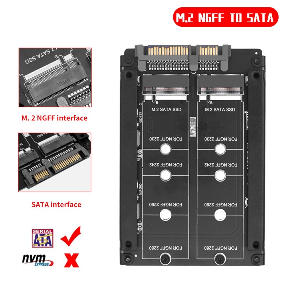 Dual NGFF B+M Key M.2 SSD Card JBOD Raid0 Span Bridge to 2.5 Inch SATA 3.0 Combo