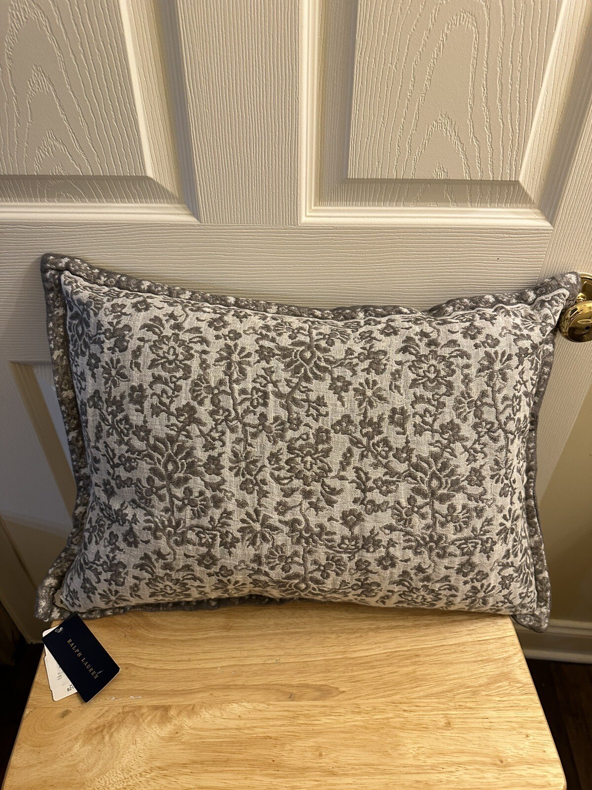 New Ralph Lauren Delwood Grey Paisley Decorative Throw Pillow $215