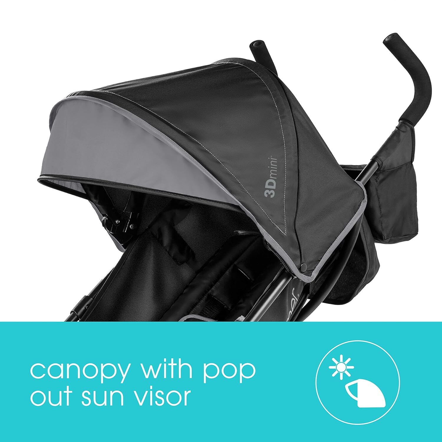 3D Lightweight Mini Stroller w/ Compact Fold Multiposition Recline Canopy &Visor