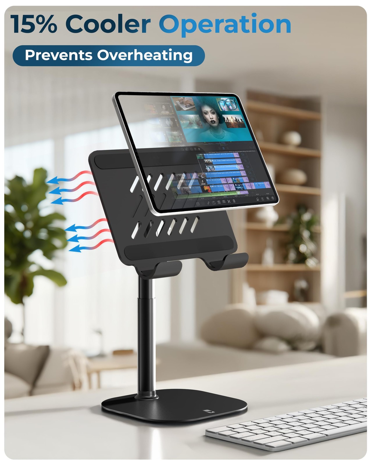 COOPER TabHolder, 7-10" Height Adjustable Tablet Stand, A - Night Black