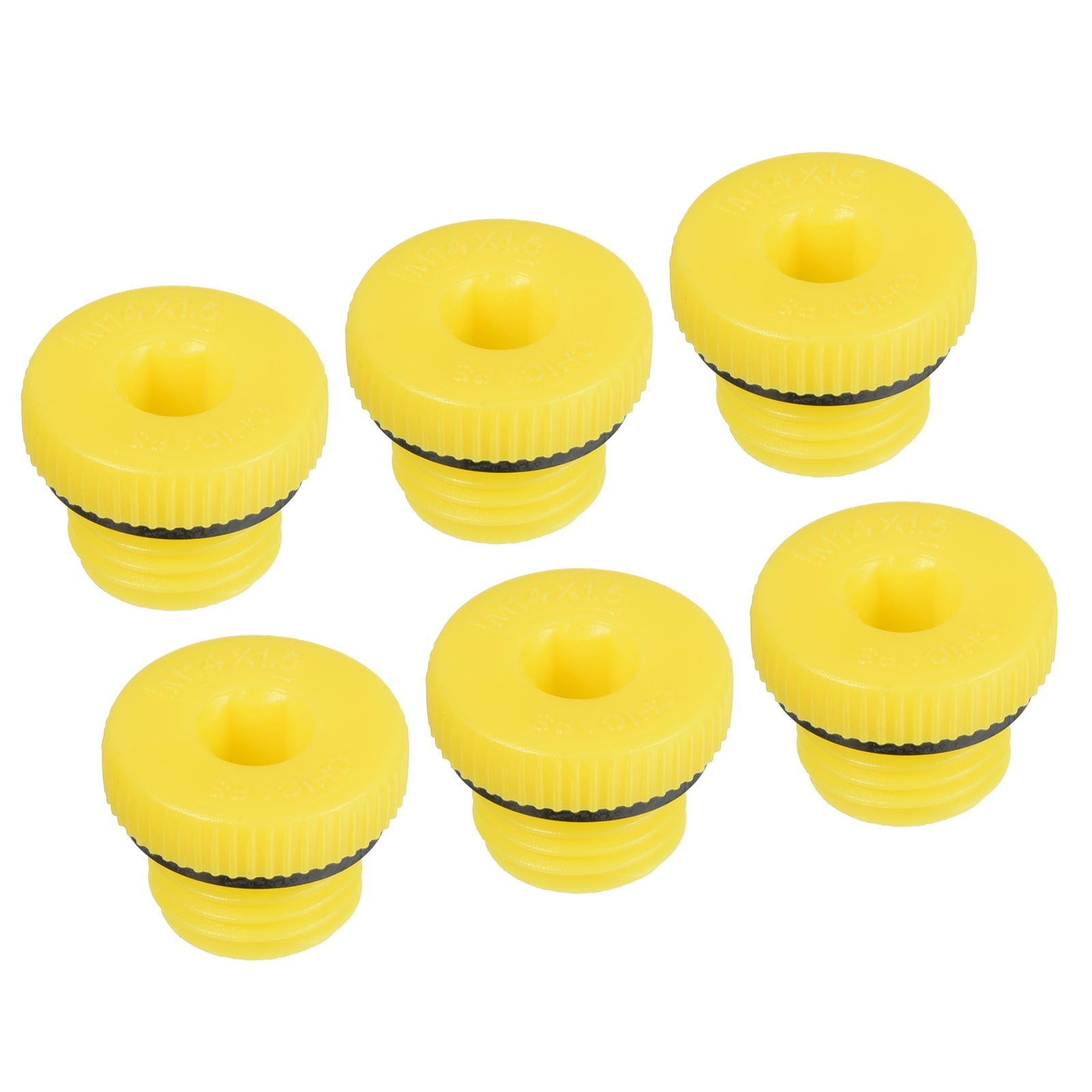 6pcs M14x1.5 Hold Plugs Plastic Male Thread Hex Socket Sealing End Cap, Yellow