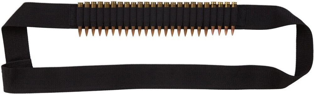 Bulldog Rifle Ammo Bandolier Holds 24 Cartridges 2" Webbing Black Finish - WRAB
