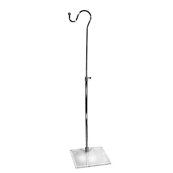 Chrome 42" Adjustable Height Handbag Hook Stand Lucite Clear Acrylic Base