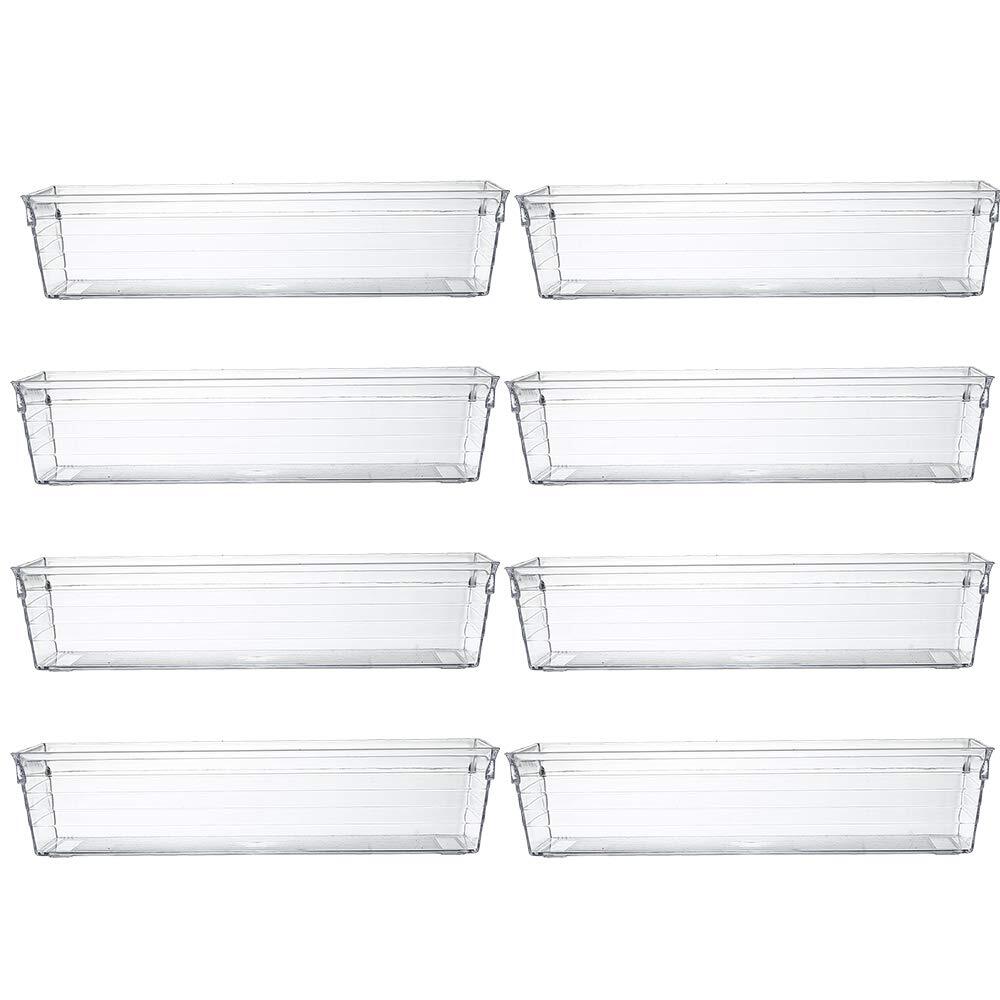 Clear Plastic Drawer Organizer Tray for Vanity Cabinet (9"×3"×2"，Set of 8),St...