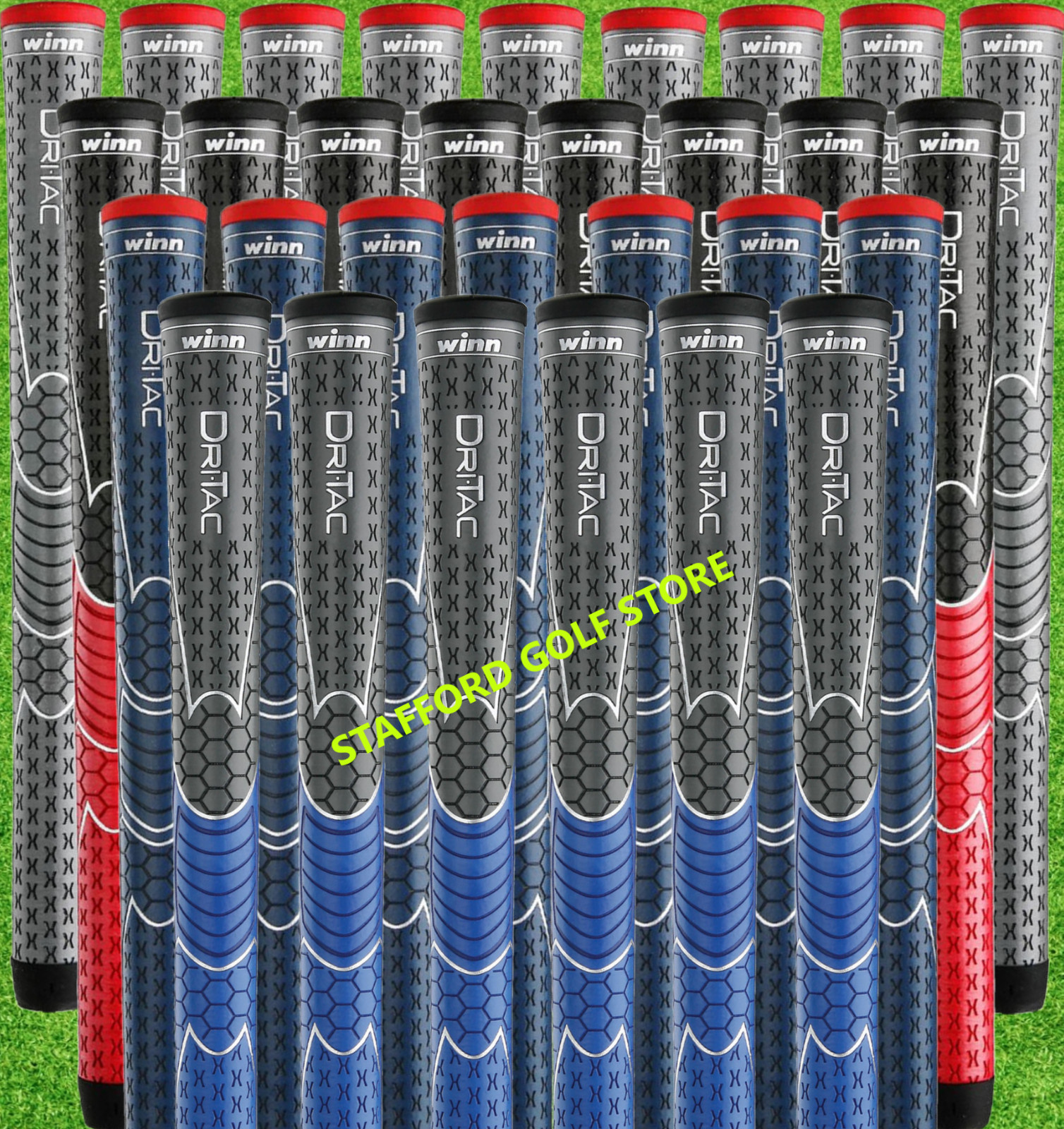 WINN DRI-TAC GOLF GRIPS STANDARD ROUND 60 CORE BLACK/RED, GRAY, GRAY/BLUE, NAVY