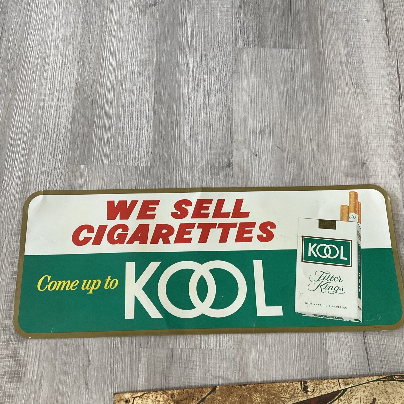 ORIGINAL KOOL FILTER KING MILD MENTHOL CIGARETTES METAL SIGN 30 X 12”
