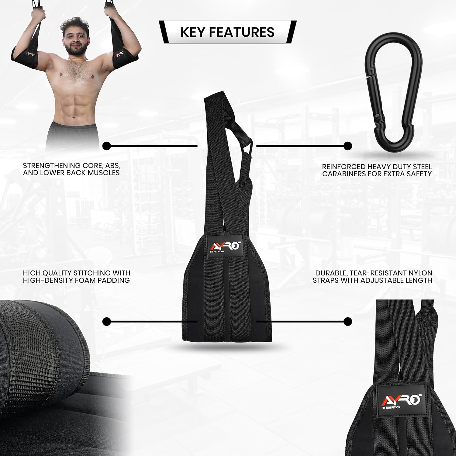 Fitness Hanging Ab Straps for Pull up Bar, Exercise Straps for Core Strength Tra