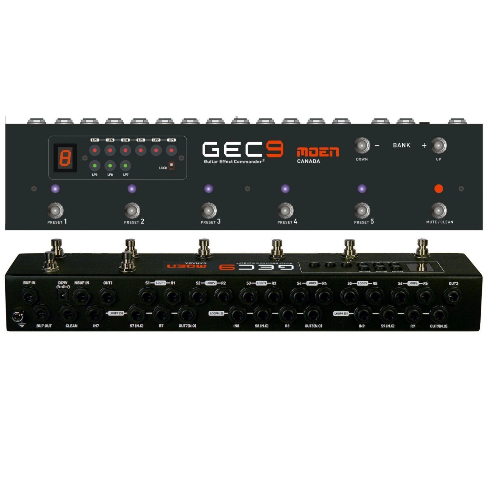 MOEN GEC9 V2 Guitar Pedal FX Switcher 9 Loop Foot Controller Routing System + DC