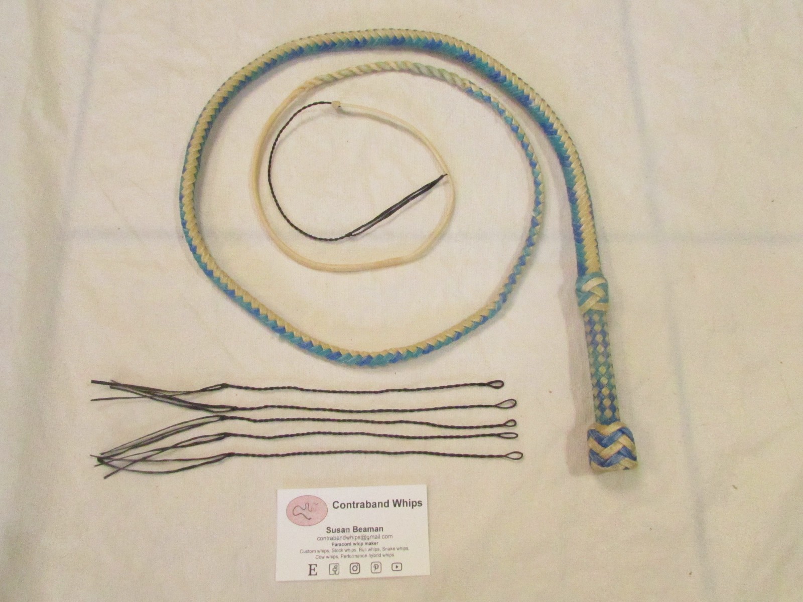 Contraband Whips 4 Foot 12 Plait Mini Nylon Paracord Eco Bullwhip