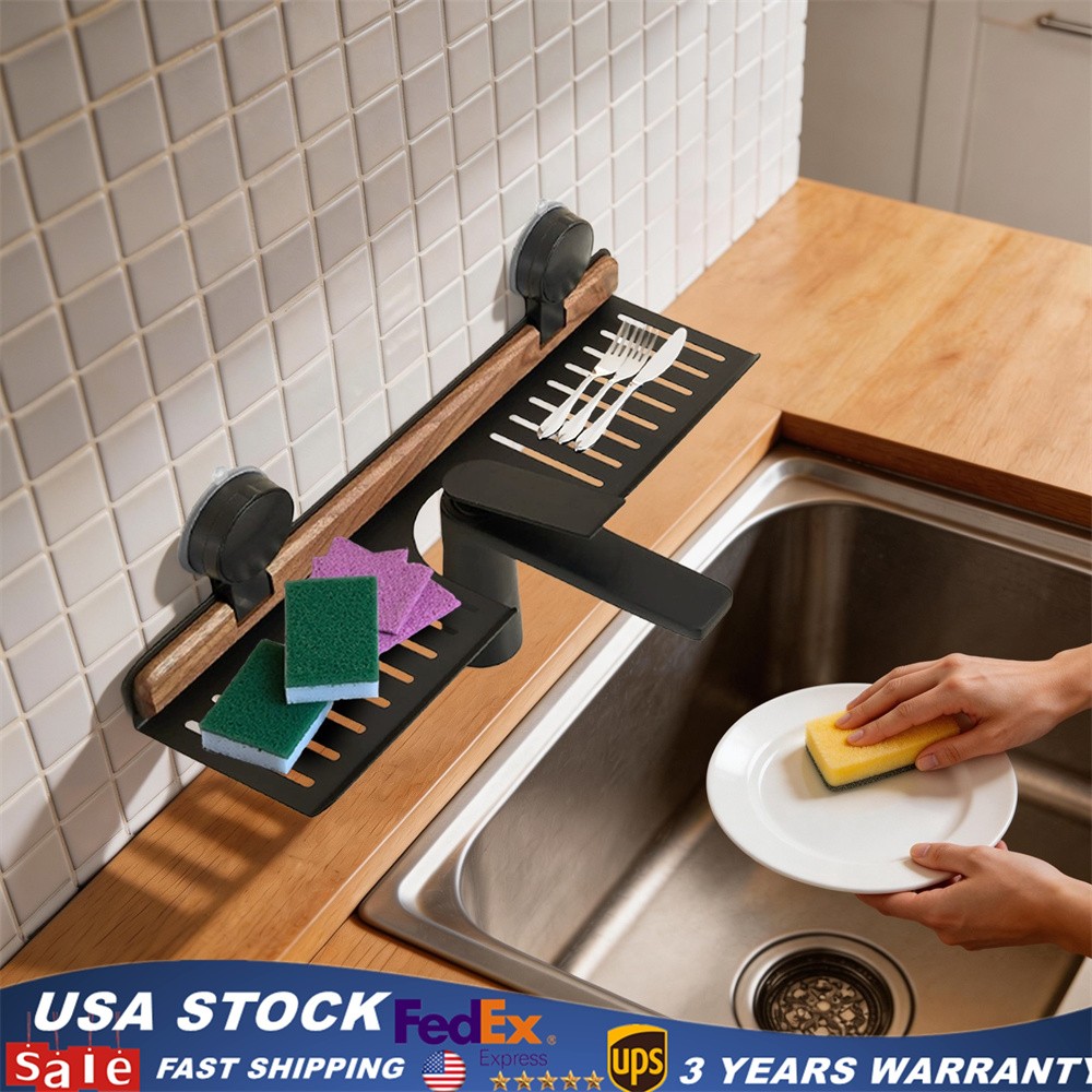 Over-Sink Suction Cup Shelf, Multifunctional Storage Rack with Easy Drainage
