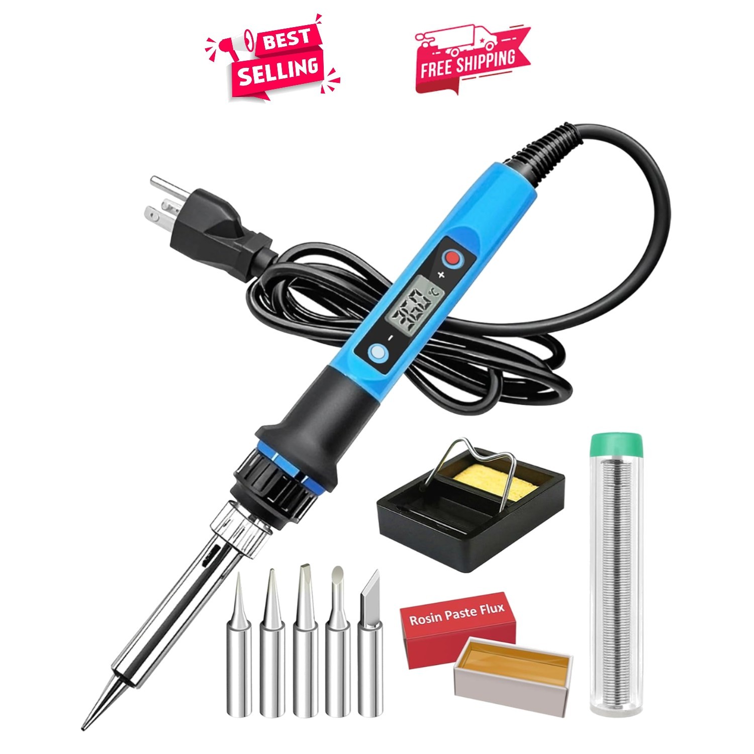 Quick Heating 80W Soldering Iron with Digital Display & Anti-Scalding Handle