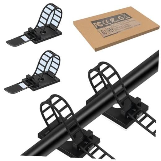Adjustable Adhesive Cable Management Clips for Desk Pcs | Large self 50 Black