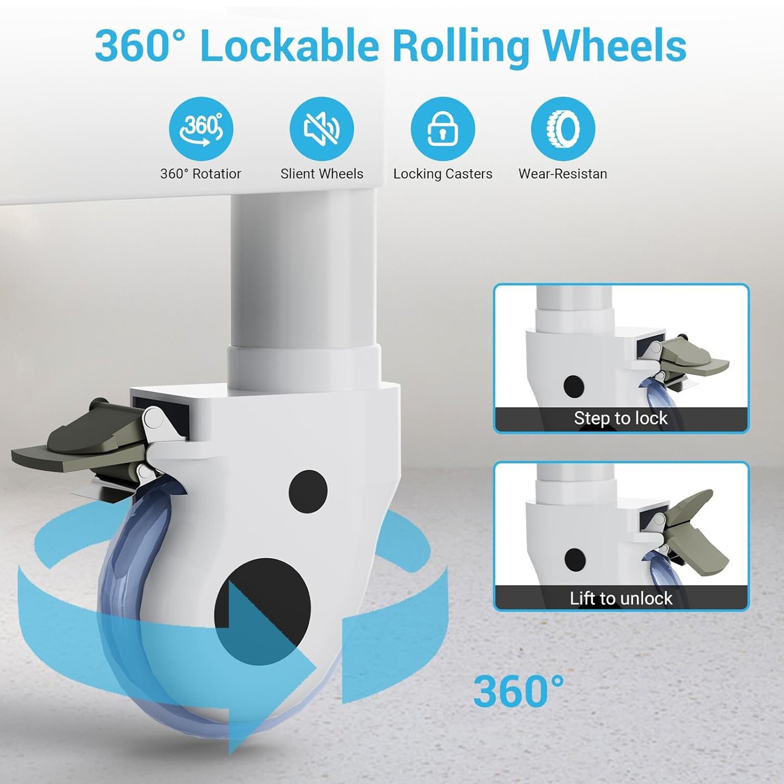 Mobile Trolley Cart with Wheels 2-Shelf Medical Rolling Trolley 330Lbs Max Load