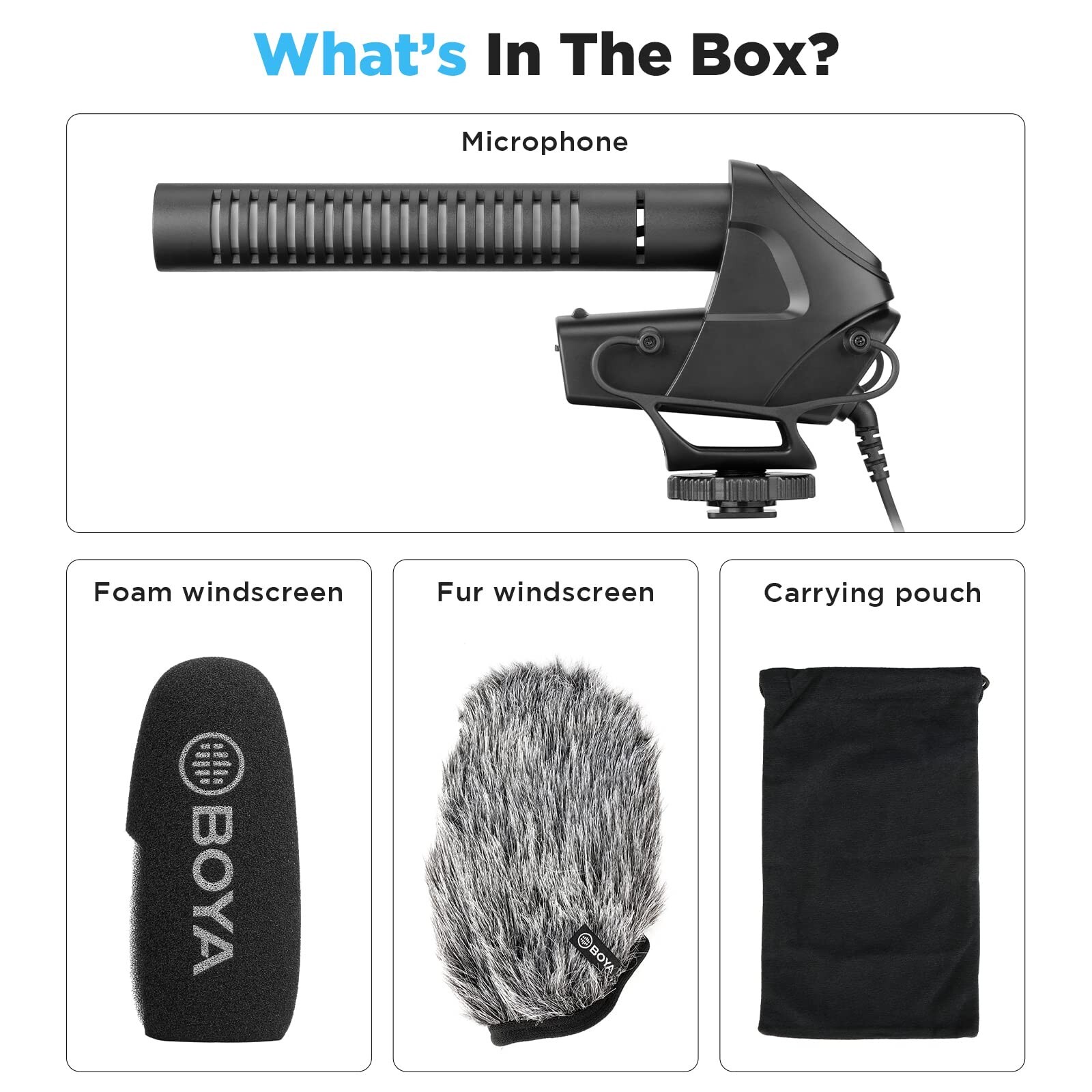 BOYA Camera Microphone, Shotgun Mic, Low Cut Filter, Gain, BY-BM3032