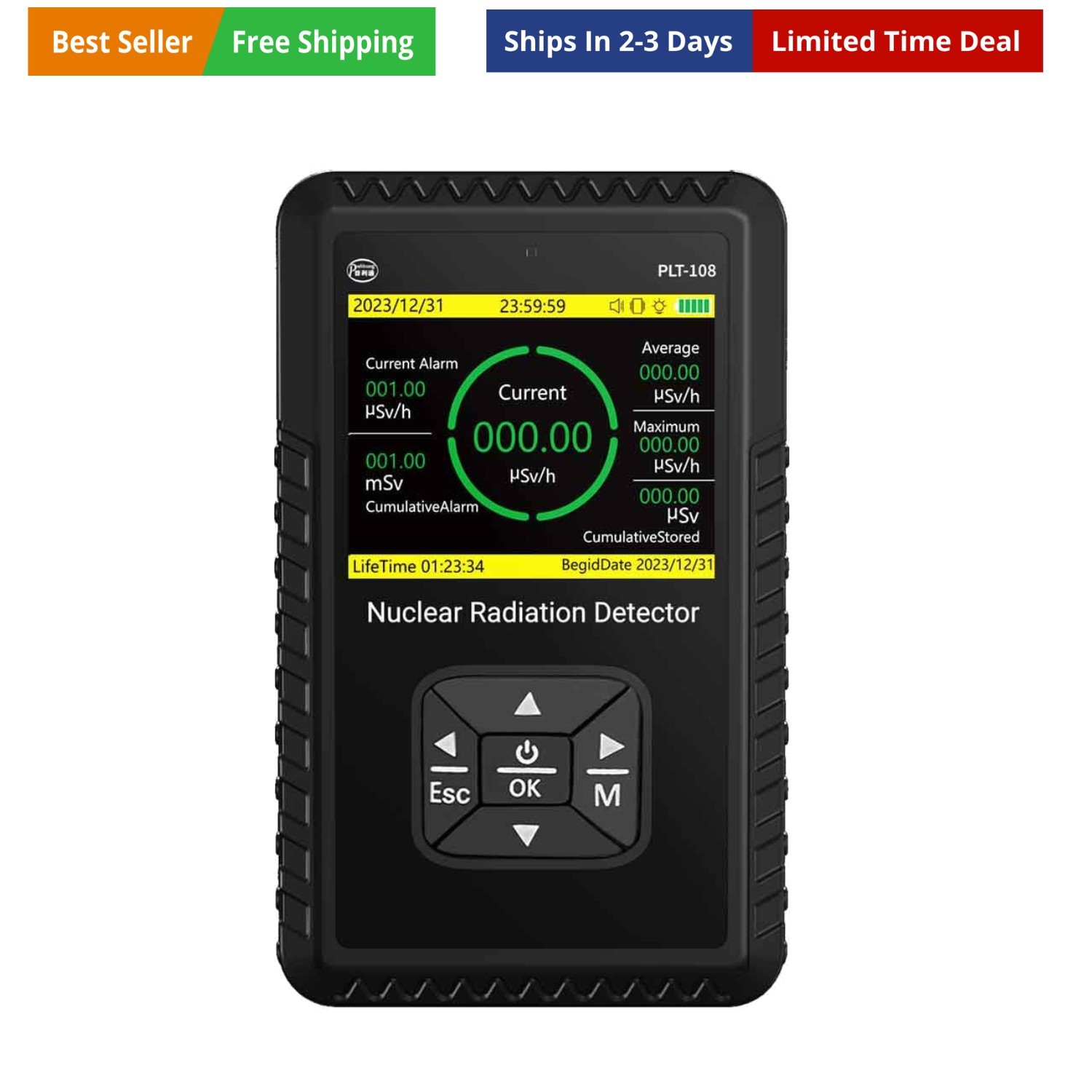 Geiger Counter Nuclear Radiation Detector - Portable Handheld Beta Gamma X-ra...