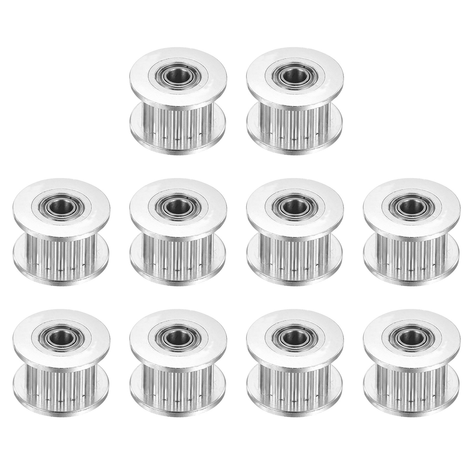 10 Pcs 2GT Idler Pulley 16 Teeth 3mm Bore for 6mm Belt Silver