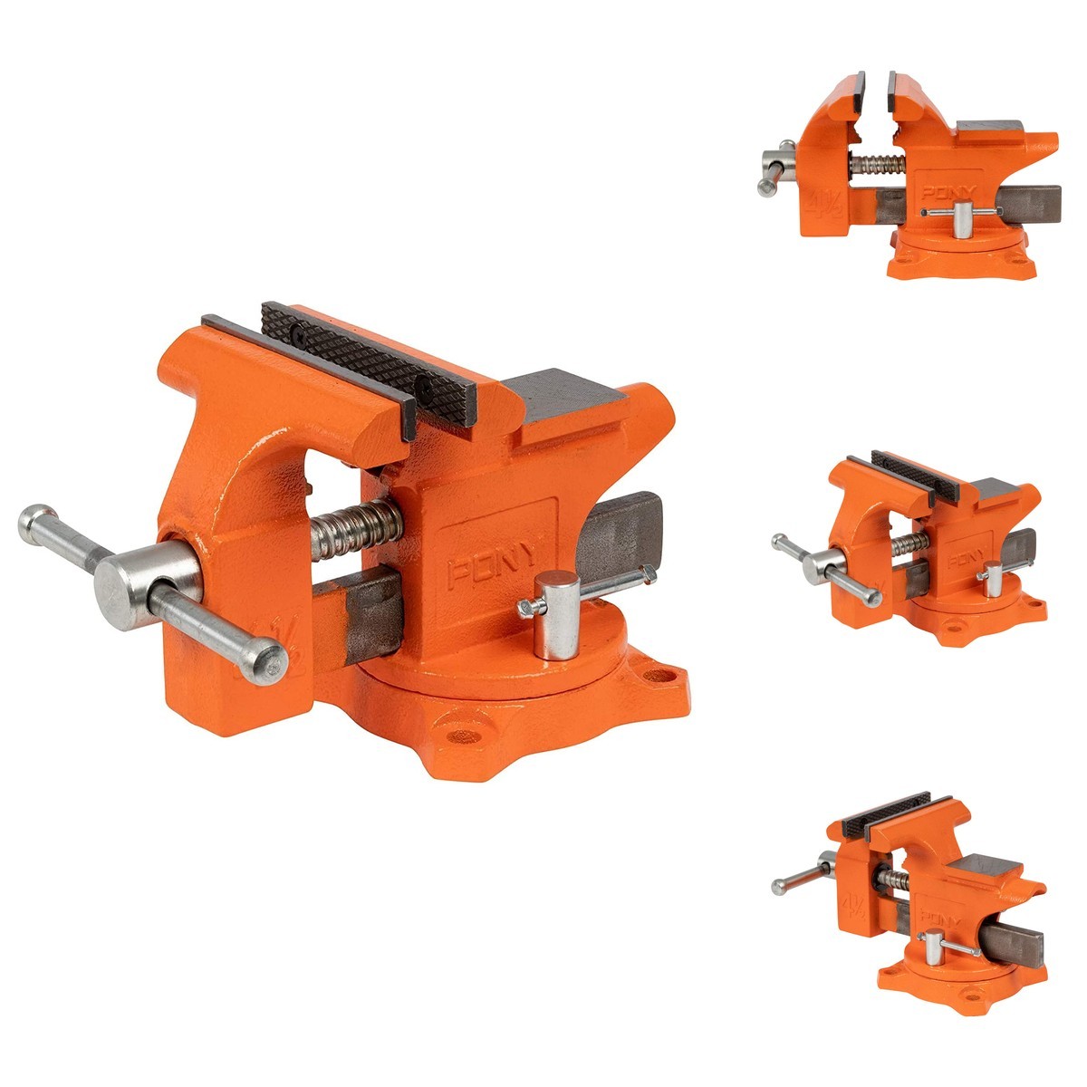 Pony Tools 24545 4-1/2in Light Duty Bench Vise Swivel Base Orange