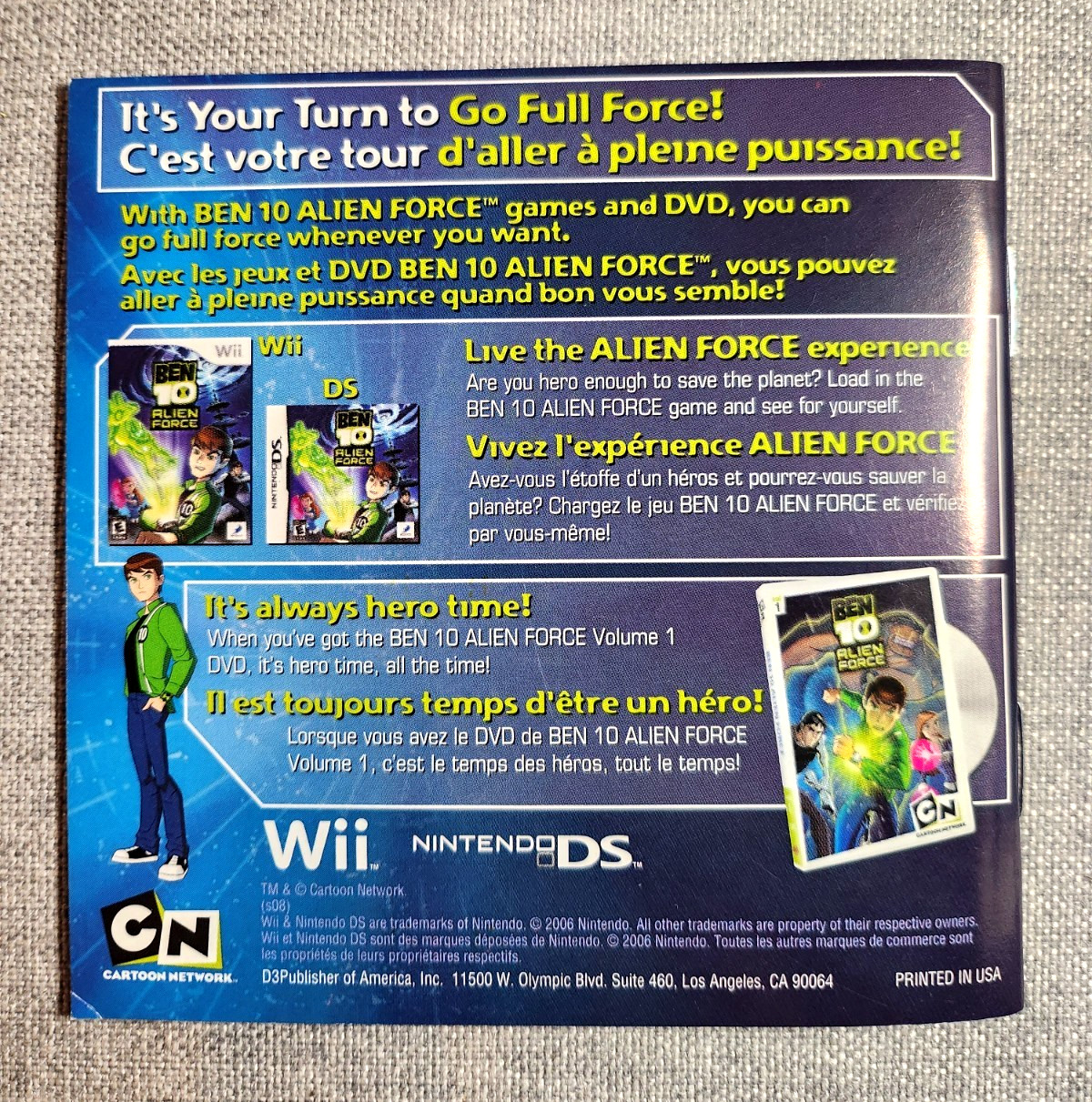 Ben 10 Alien Force Instruction Booklet - Manual Only - Nintendo DS
