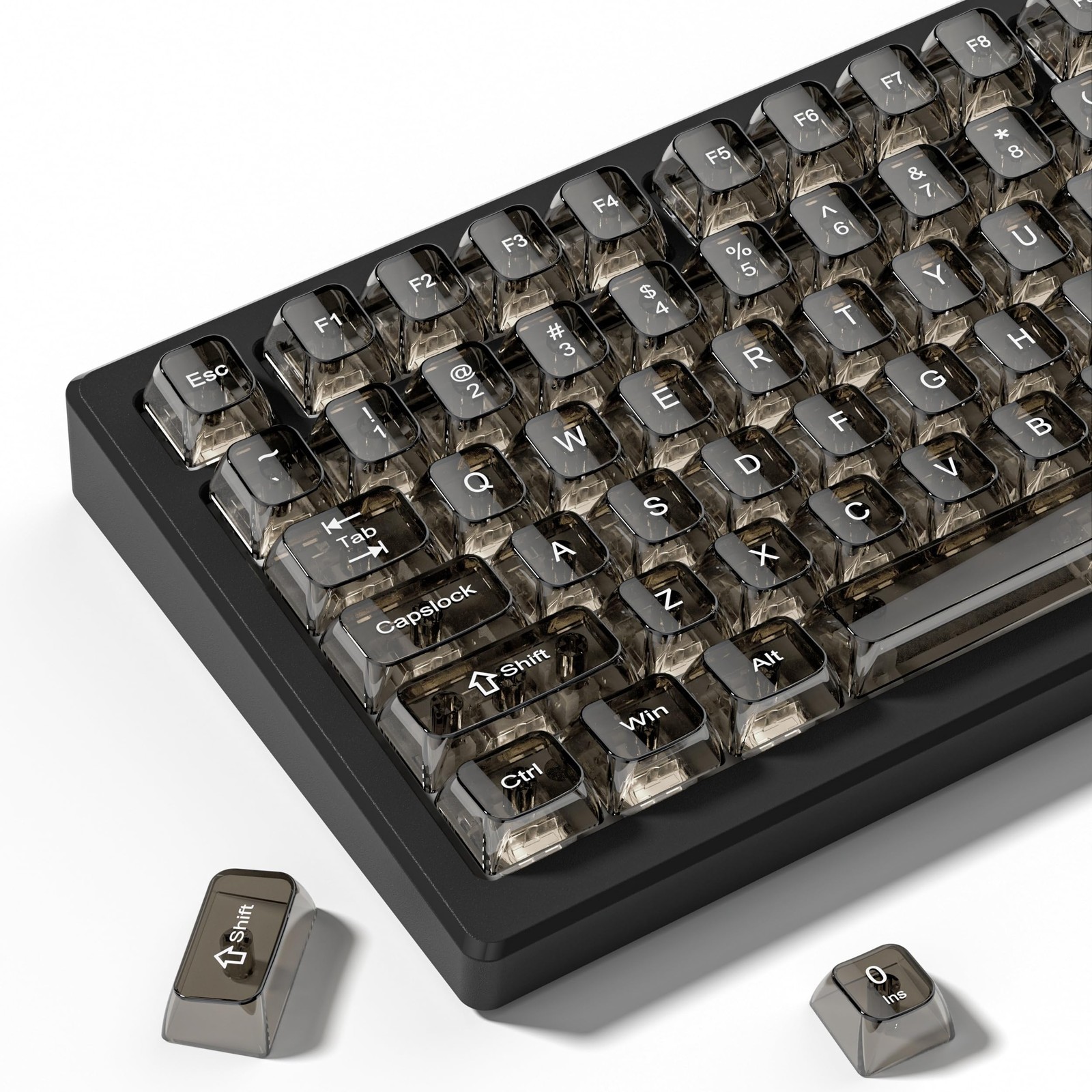Black Clear Transparent Jelly Keycaps Set MDA Profile Shine Through MX Switch