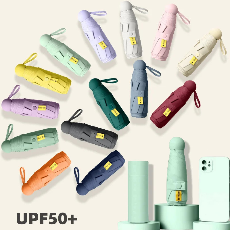 Mini Capsule Umbrella Folding Portable UV Protection Pocket Sun Rain Cover