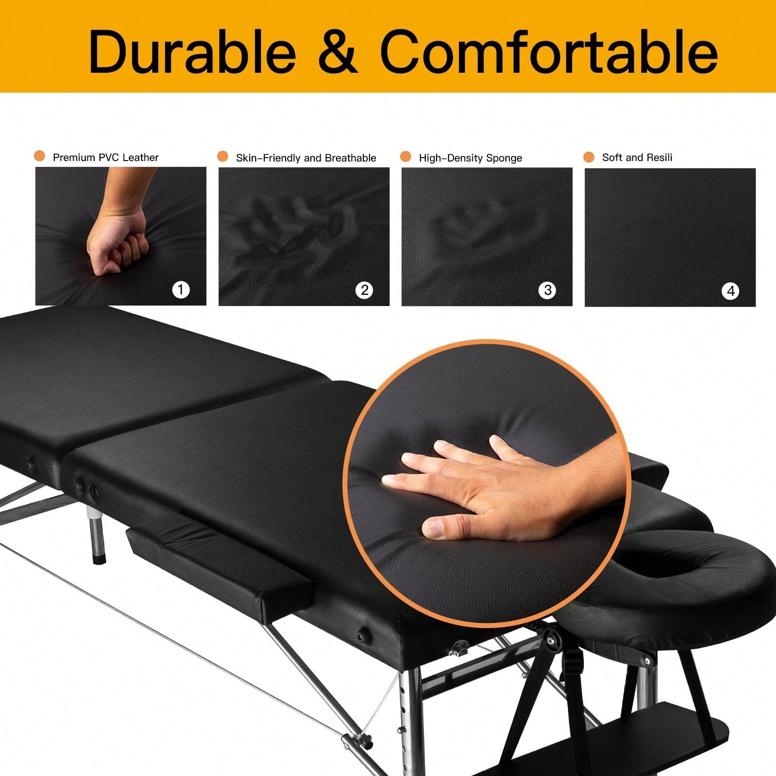 Portable Massage Table Adjustable Aluminum Folding Lash Bed Spa Chair