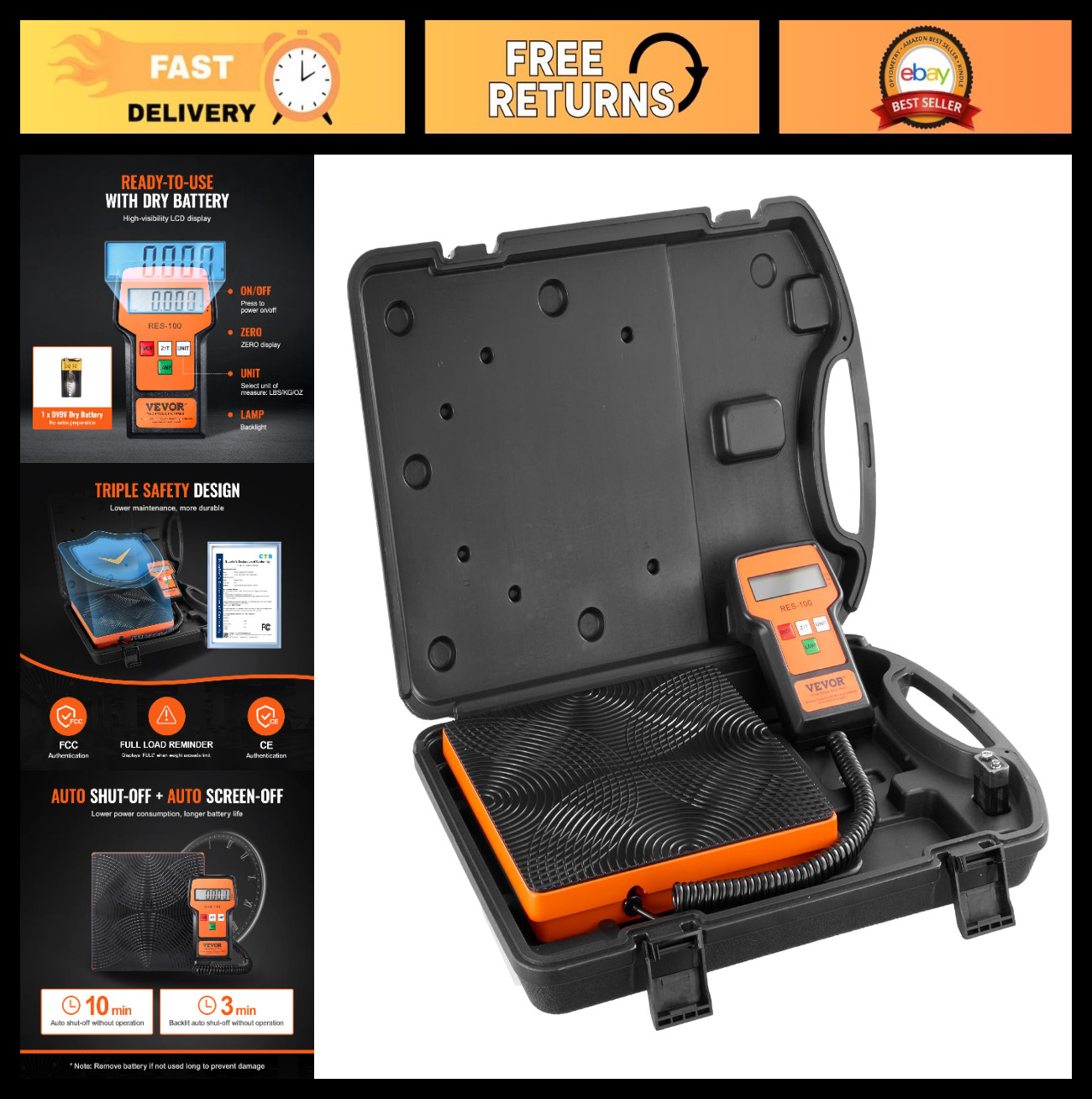High Precision Refrigerant Scale 110 LBS for HVAC Charging & Recovery, Remote Co