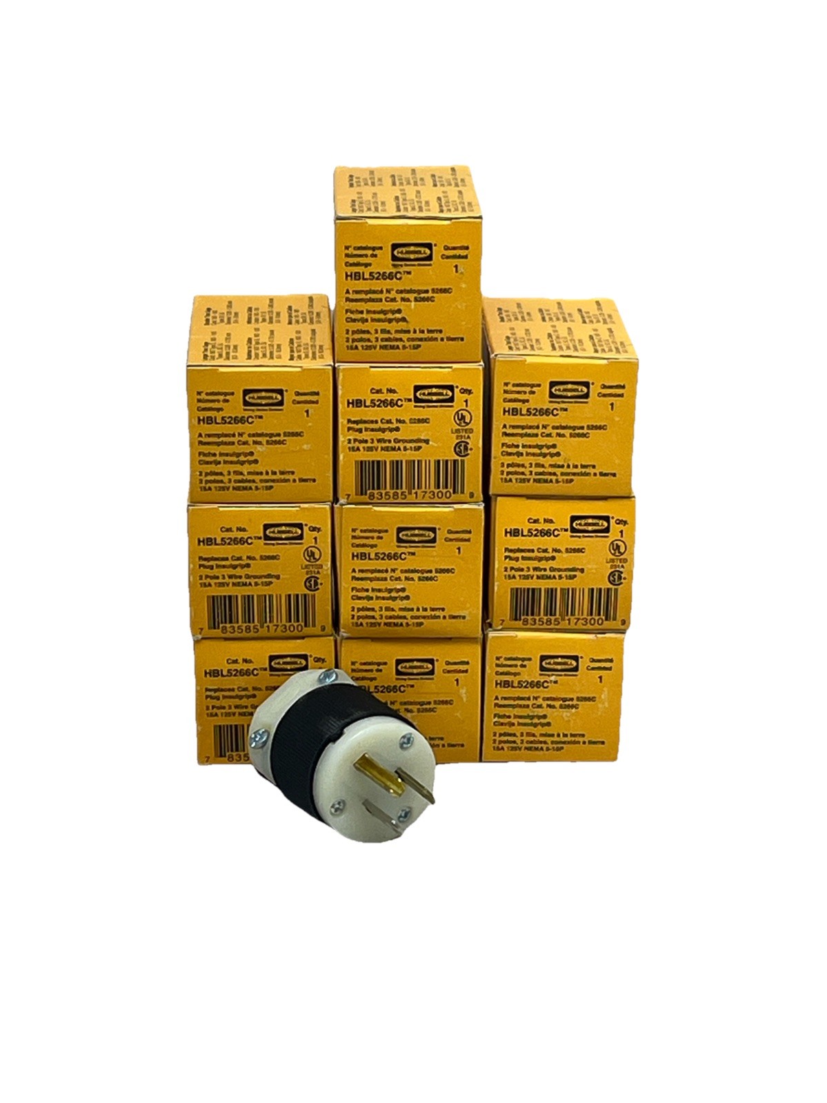 LOT OF 10 Hubbell HBL5266C AC Male NEMA 5-15P Plug 15A 125V Connector CL/BK