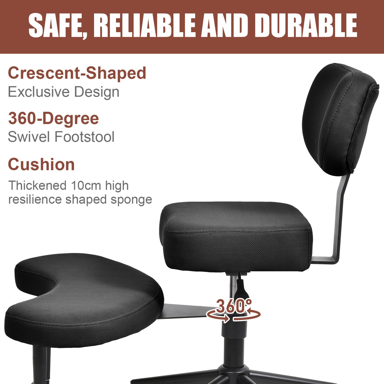 Ergonomic Cross Legged Chair, 360° Swivel Meditation Chair Height Adjustable Sea