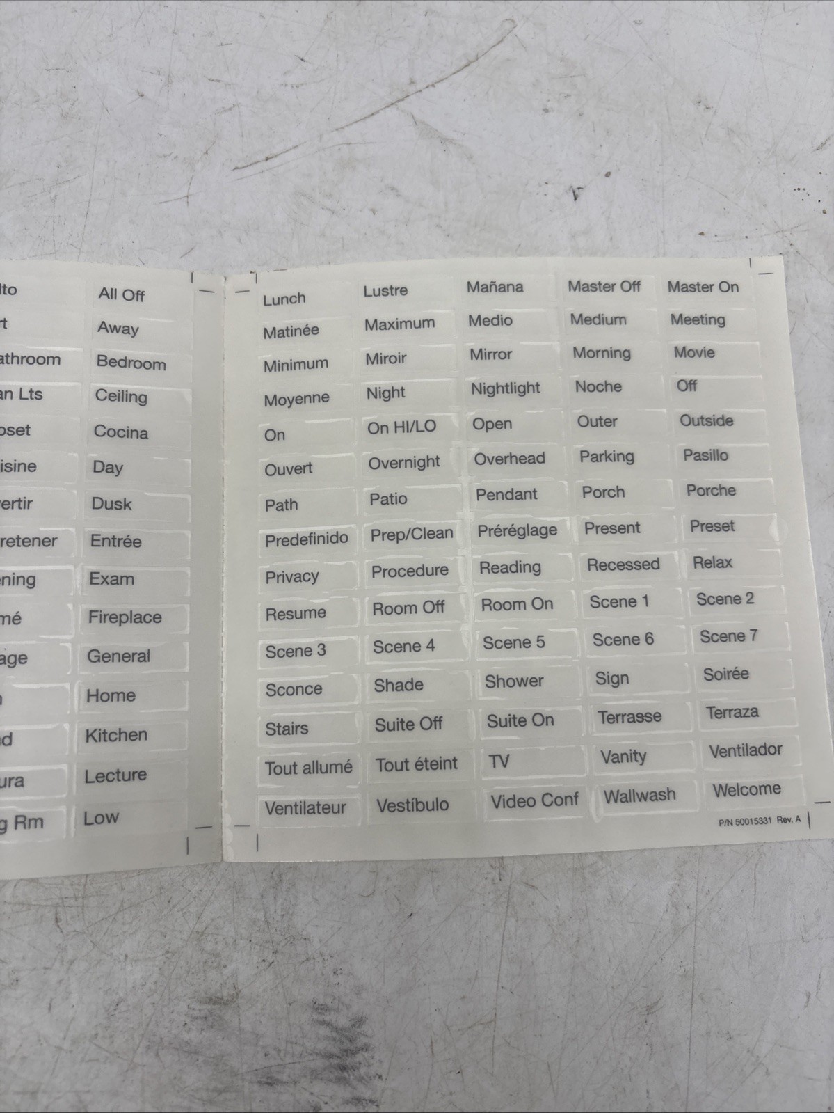 Lutron QS Wallstation Switch Location Label Sheet Icons