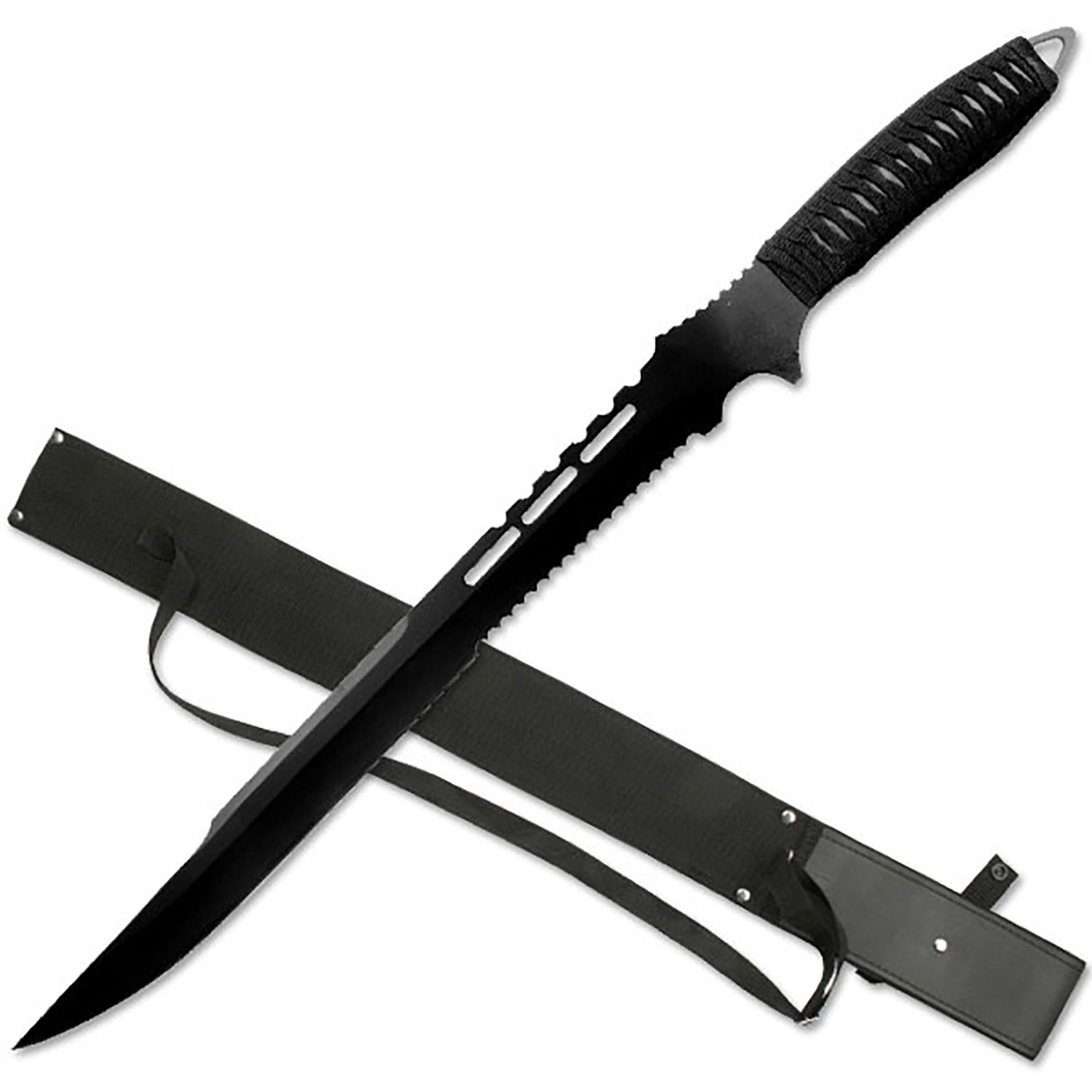 27" BladesUSA Ninja Short Sword w/Cord Wrapped Handle & Nylon Sheath