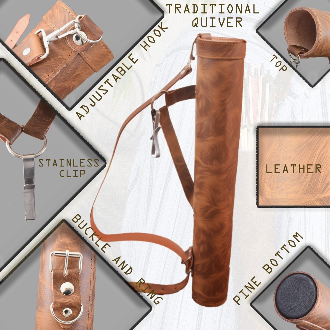 Back Arrow Quiver Genuine Cow Leather Arrow Holder Traditional Handmade Quivers