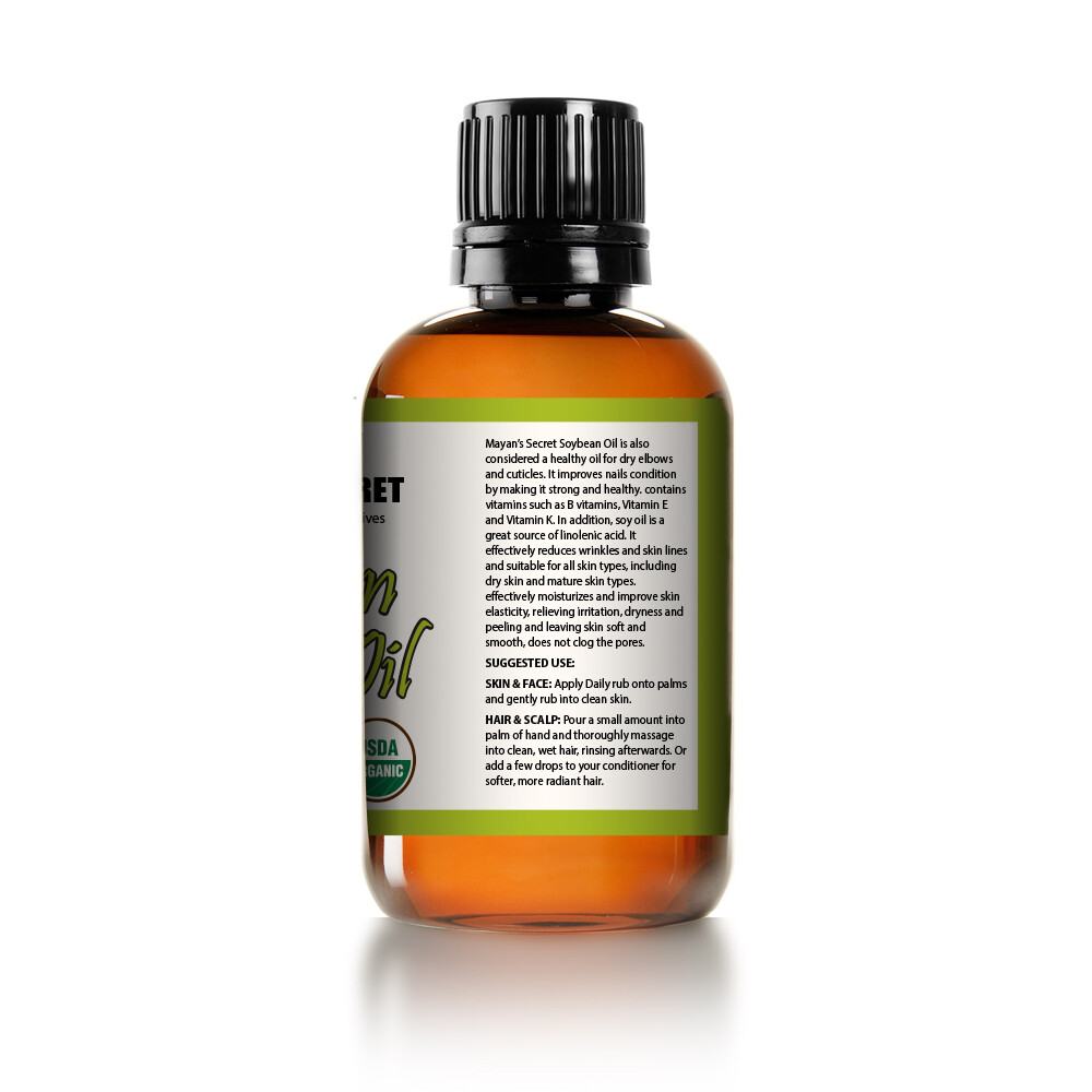USDA Certified Organic SOYBEAN OIL PURE SOY OIL COLD PRESSED 4oz Glass Bottle
