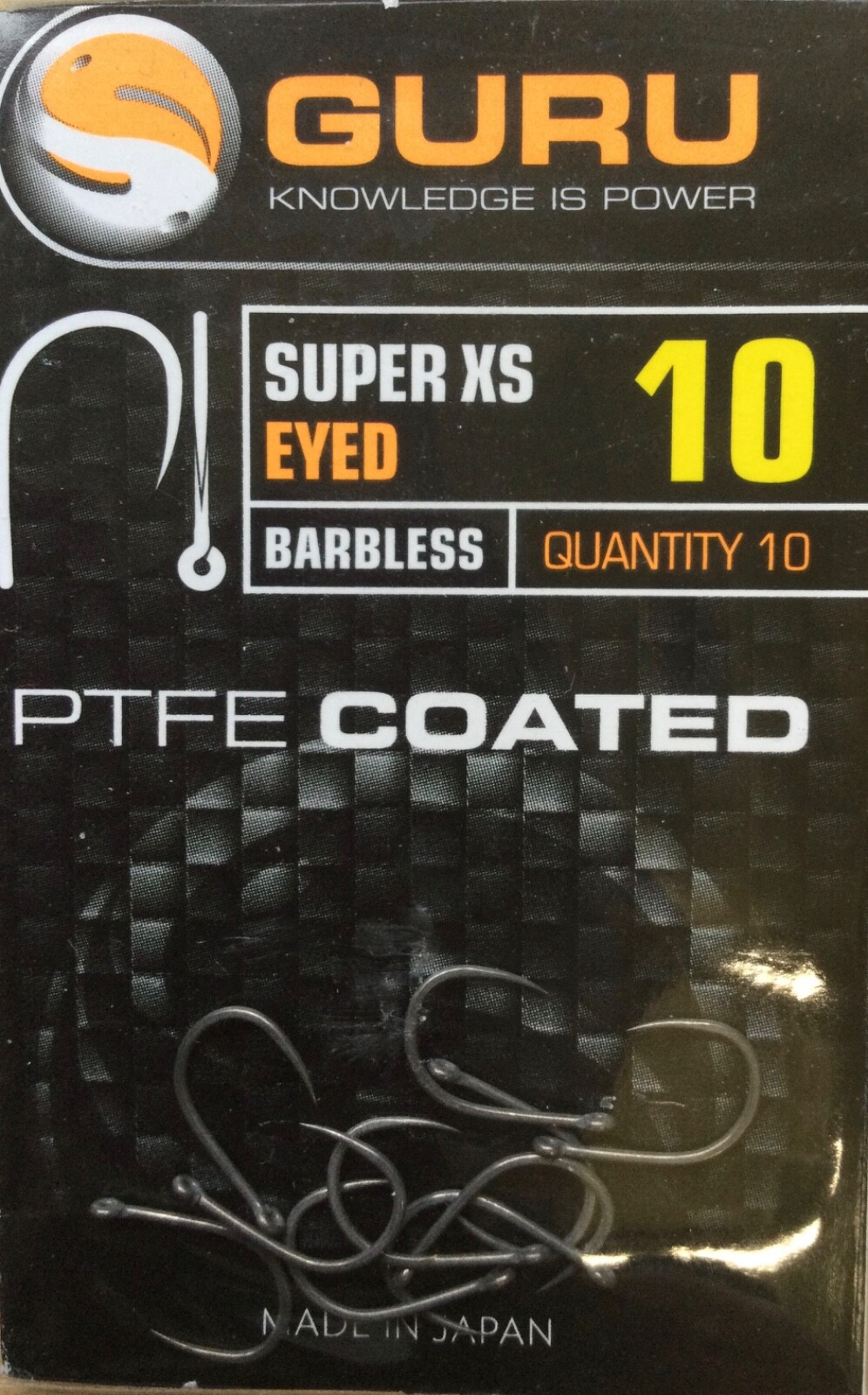 GURU SUPER XS BARBLESS  EYED  HOOK PTFE COATED- 10 HOOKS PER PACK