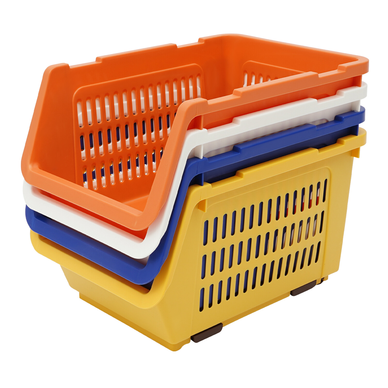 4 PCS Stacking Storage Baskets, Stackable Organizer Baskets, Stackable Bins US~