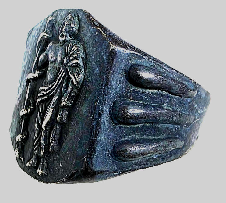 300 BC Ancient Greek Silver Ring Asclepius  god of medicine, healing, recovering