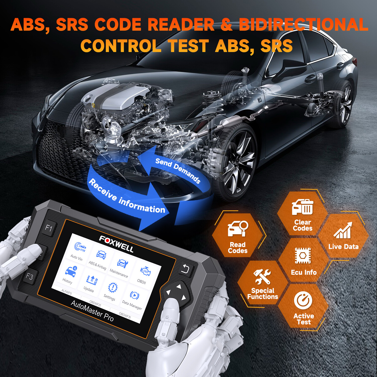 NT650 Pro Bidirectional Car Diagnostic Tool ABS SRS OBD2 Scanner TPMS DPF Reset