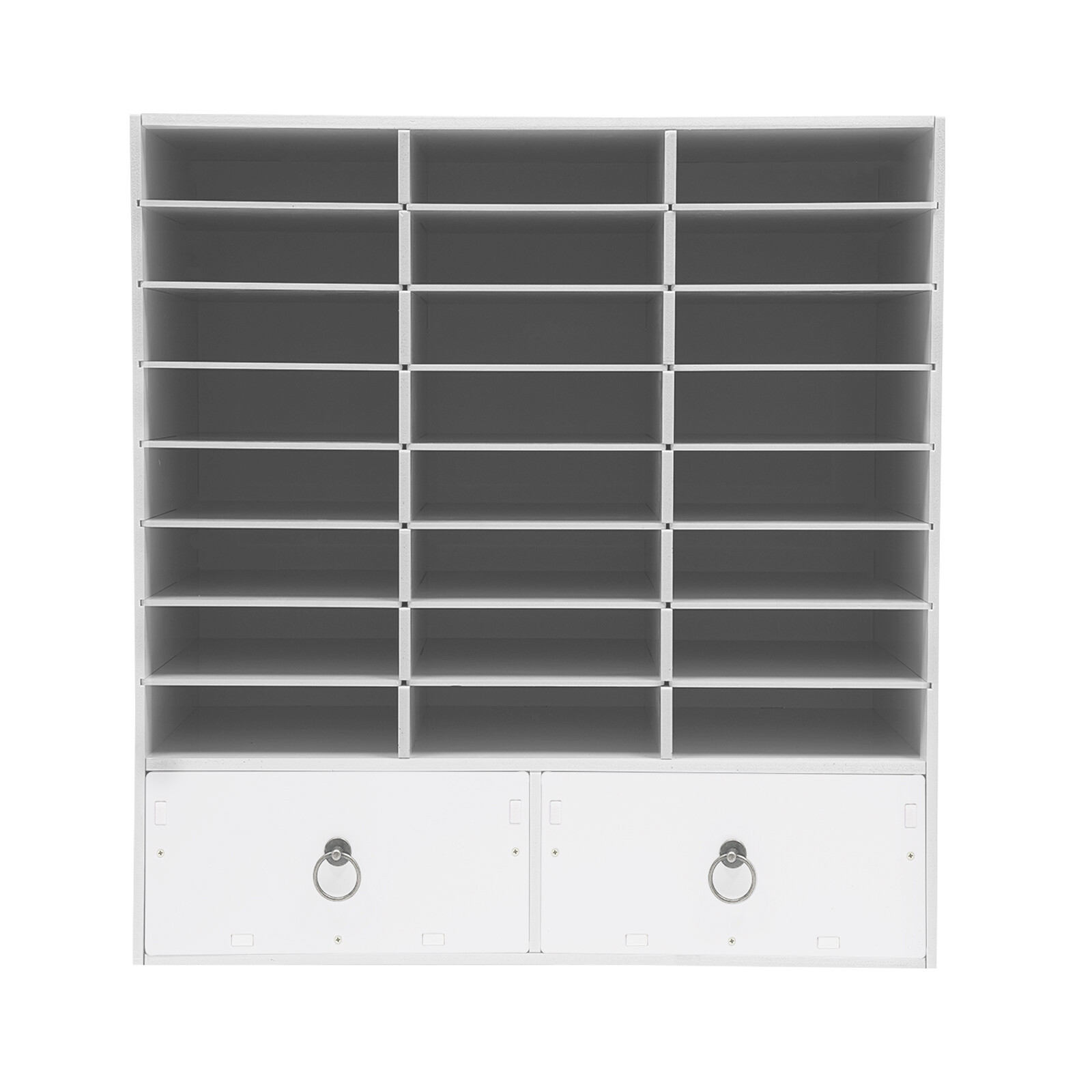 24 Compartments Paper and Mail Organizer Storage Cabinet and 2 Drawers